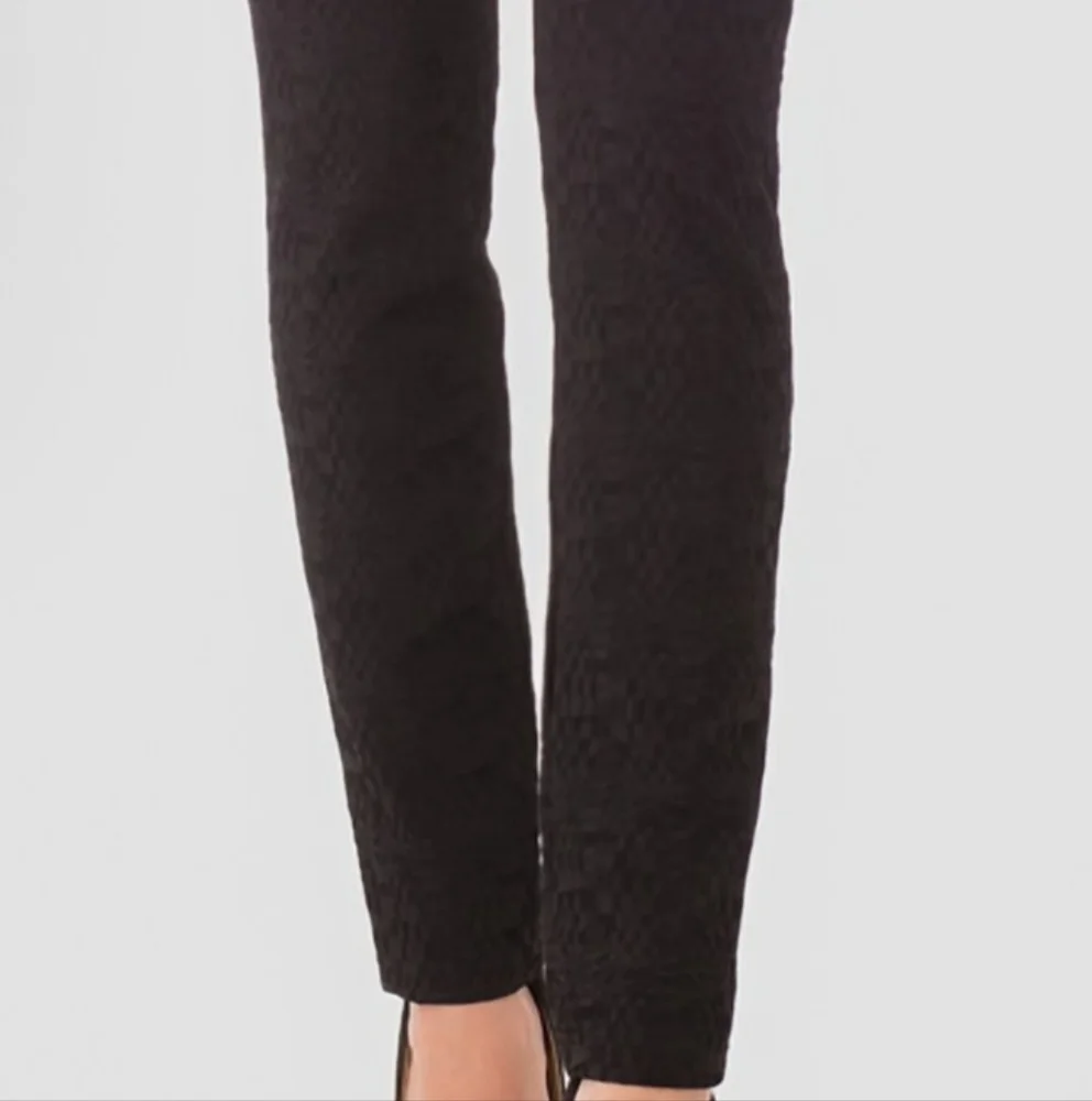 Joseph Ribkoff Jacquard Pants Size 8 Black Charcoal Front Zip No Pockets VGUC - Picture 6 of 11